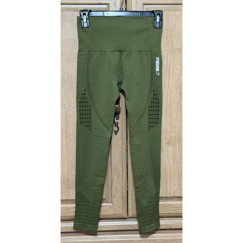 Gymshark Energy Seamless High Waisted Crop Leggings Women's S Green Mesh Panel